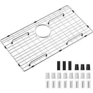 27-9/16" x 14-9/16" Sink Protector, Rear Drain with Corner Radius 3/16",Sink Grate Sink Rack for Bottom of Kitchen Sink Single Sink Bowl
