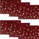 Artoid Mode Red and Black Buffalo Plaid Christmas Placemats for Dining Table, 12 x 18 Inch Seasonal Winter Xmas Snowflakes Holiday Rustic Vintage Thanksgiving Washable Table Mats Set of 6