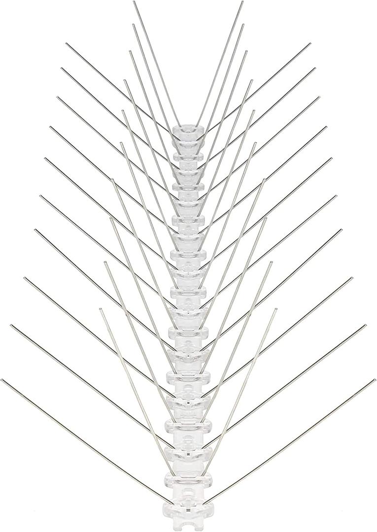 118" Stainless Steel Bird Spikes - Bird Deterrents for Outside - Total Length 118" / 12x Elements of 10" Each - Pigeon Spikes - Bird Protection for The Roof, Balcony and Winter Garden