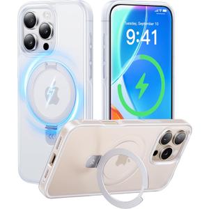 CASEKOO Designed for iPhone 16 Pro Case with Magnetic Invisible Stand [Military Drop Protection] [Compatible with MagSafe] Shockproof Slim Translucent Matte Case 6.3 Inch, Translucent White