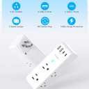 Surge Protector Outlet Extender - with Rotating Plug, 6 AC Multi Plug Outlet with 4 USB Ports (2 USB C), 1800J Wall Charger, 3-Sided Power Strip with Spaced Outlet Splitter for Home, Office, Travel (White)