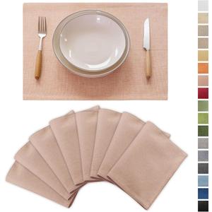 Demetex Pink Placemats Set of 8 Heat Resistant Cloth Place Mats Rectangle Linen Table Placemat for Party Anniversary Wedding, 13x19 inch, Pink