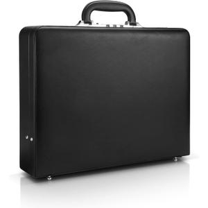 Briefcases for Men, Professional Leather Briefcase with Lock, Hard Shell Business Brief Case, Durable Executive Attache Case for Laptop Documents, Mens Hard Briefcase for Work Office Travel (Black)