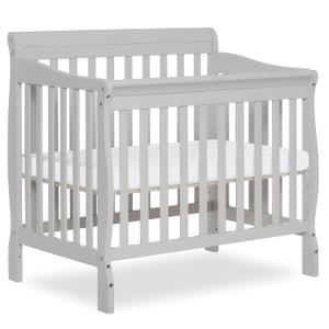 Dream On Me Aden 4-in-1 Convertible Mini Baby Crib, GREENGUARD Gold & BSA Certified, Sustainable Pinewood, Non-Toxic Finish, 3 Mattress Heights, Converts to Mini Day & Twin-Size Bed - Grey