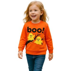 HILEELANG Toddler Halloween Sweatshirts Fall Cotton Pullover Tops with Pumpkin Bat Boo Prints for Boy Girl Sizes 18M7Y (4T)