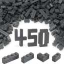 Feleph Masonry Bricks Set 450 Pcs Wall Building Accessories Diverse Creative Construction Bulk Parts and Pieces Blocks Toy Compatible with Classic Major Brands (Dark Gray)