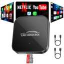 Wireless Carplay & Android Auto Adapter Built in Netflix YouTube, 3-in-1 Car Play Ai Box Convert Wired to Wireless CarPlay,Upgraded Dual-Band WiFi, TF Card, Video Box for iPhone/Android, Plug & Play