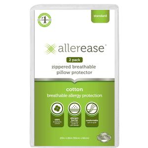 AllerEase 100% Breathable Cotton Pillow Protector for Sleeping, Standard 26" x 20" - 2 Pack (2 Count (Pack of 1))