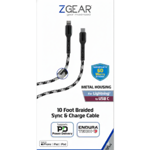 ZGR 10FT ENDURATECH LIGHTNING USB C CBL