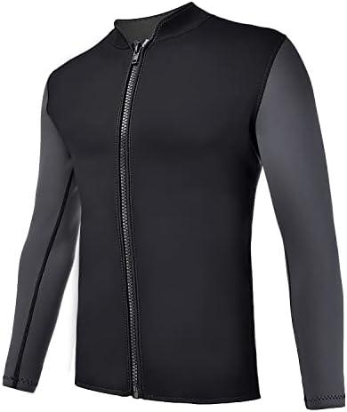 REALON Wetsuits Top Jacket Women Men 2mm Neoprene Long Sleeve Shirt 3mm Front Zipper Vest Wet Suit Keep Warm for Adult Youth Kids Diving Surf Swim Water Sports L