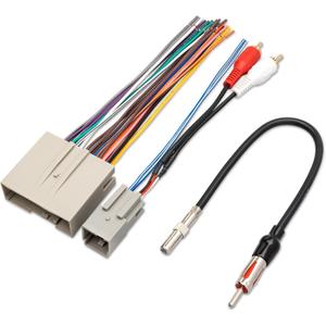RED WOLF Radio Wiring w/Antenna Adapter RCA Input Replacement for Ford 2006-2012, Lincoln 2006-2010, Mercury 2006-2009 Aftermarket Stereo Install Wire Cable Harness with RCA Adapter Plug