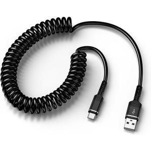 USB to USB C Coiled Cable Fast Charging for iPhone 17e/17/Air/17 Pro/17 Pro Max/16e/16/16 Pro/16 Pro Max/16 Plus/15,3FT Retractable Car Charger Cord Android Auto for Samsung Galaxy A17 S26,Pixel 10a