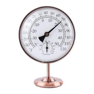 4inch/10.16cm Indoor Thermometer and Humidity Gauge, Indoor Thermometer Hygrometer Gauge with Humidity Reading Monitor Brass Dial with Stand Battery-Free for Home Room Desk Office Bedroom