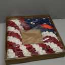 idyllic July 4th Wreath Patriotic Americana Wreath Boxwood Handcrafted Memorial Day Wreath Festival Garland Decoration Front Door Wall Home Decor (Blue) (13" ROUND)