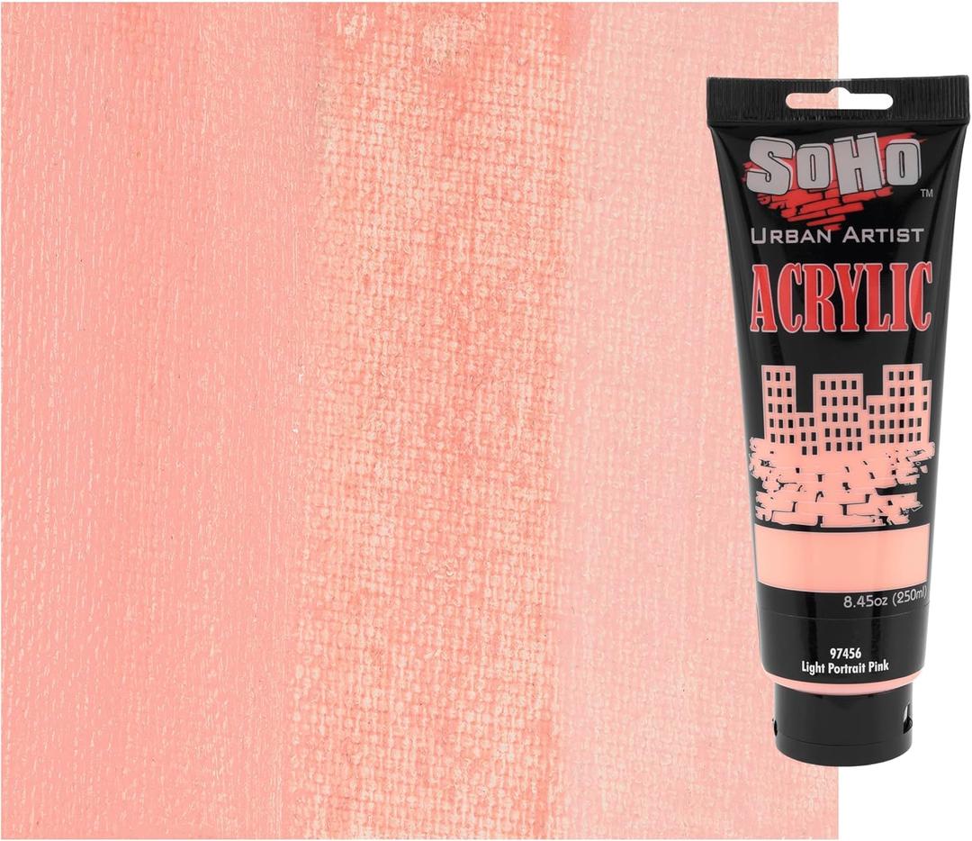 Soho Urban Artist Heavy Body Acrylic Paint - 250 ml Tube - Light Portrait Pink - Thick, Rich Color, Excellent Coverage, Professional Quality - Artists Acrylic Paint