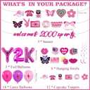 2000s Y2K Party Birthday Decorations - 44 Pcs Pink Early 2000s Theme Party Banners Hanging Swirls Cake Toppers Balloons Decor Rainbow Hearts Retro Elements for Women Birthday Bachelorette Supplies