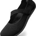 Arromic Wide Toe Box Flat Shoes Women Mary Jane Flat Shoes Comofortable Ballet Flat with Adjustable Straps Slip on Washable Knit Casual Flats (11, Black)