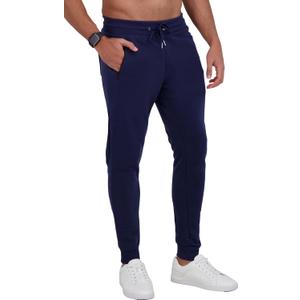 Fleece Mens Joggers with Zipper Pockets, Mens Sweatpants, Workout Sweats for Men (Small, Navy)