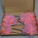 24 Pcs Foil Firework Pens Pom Pom Ballpoint Pens Bulk Happy Birthday Party Favor Supply Glitter Tinsel Princess Pen Goodie Bag Stuffer Christmas Wedding Party Decorations Gift(Pink) (Silver, Pink, Purple)