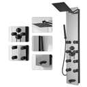 Greenspring Shower Panel Adjustable Rainfall Head, Shower Head Sprayers | Black, Stainless Steel and Glass, Multifunction Shower Panels Tower System, Handheld Shower 2-Setting Body Jets, Tub Spout