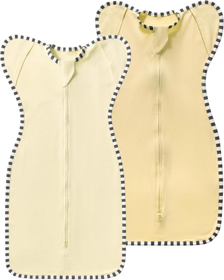 Baby Transition Swaddle 2-Pack, Newborn Sleep Sack, Arms Up Design (Arms In/Out), Infant Swaddle for Boys Girls (Small 0-3 Months, Beige + Light Khaki)