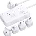 2000W Voltage Converter US to Europe for Hair Dryer, 220V to 110V Converter for European Travel with 3 AC 2 USBC 2 USBA Ports, European Travel Plug Adapter with Type C/G/I/L (White)