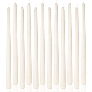 Ivory Tall Taper Candles 12 inch Unscented Smokeless Long Tall Tapered Candle for Candlesticks Sticks Wedding Advent Home Decor Dinner ChristmasSet of 12