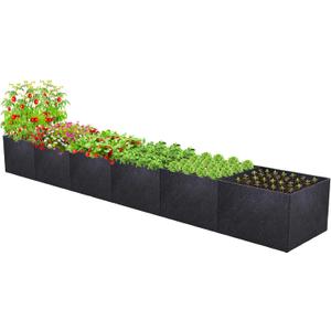 POILKMNI 12x2x1ft Fabric Raised Garden Bed - Outdoor Planter Box Non-Woven Fabric Patio Planting Bed Garden Grow Bed Bag for Growing Herbs, Flowers and Vegetables