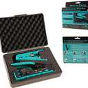 RJ45 Pass Through Crimp Tool Kit Ethernet Crimper Cat5 Cat5e Cat6 Cat6A Cat7 Crimping Tool Kit for RJ45 RJ11, Wire Stripper