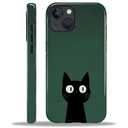Compatible with iPhone 15 Case,Dual-Layer Protection, Hard Shell with Silicone Interior,Slim Scratch Resistant Shockproof for Woman Men Cute Black Cat Dark Green