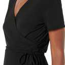 Star Vixen Women's Plus-Size Short-Sleeve Ballerina Wrap Dress (Black)