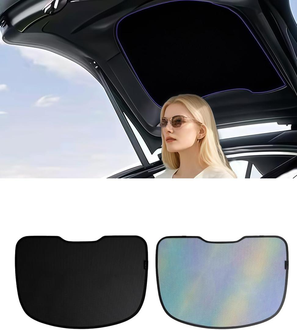 Rear Windshield Sunshade for Tesla Model Y 2019-2024, Rear Liftgate Sun Shade Foldable Sun Visor Heat Insulation Anti-UV Anti-Rear High Beam