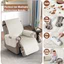 Timeles Waterproof Recliner Chair Covers,Oversized Recliner Covers for Recliner Chair with Pocket,Washable Chair Cover that Stay in Place for Pets & Dogs (Large: 28",Ivory)