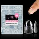 UNA GELLA Extra Short Almond Nail Tips, 312pcs XS Short Almond Gel Nail Tips Pre-Shaped Half Matte Full Cover No Need File Soft Gel Clear Fake Nails for Nails Extension Home DIY Salon 12 Sizes