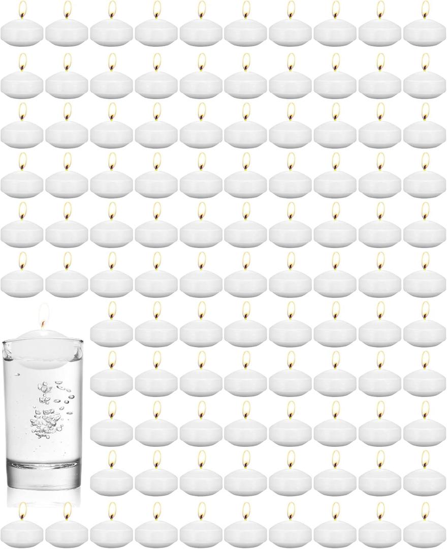 Treela 80 Pcs 1.73 Inch Unscented Floating Candles, Dripless Tealight Candles Home Decorations, Cute and Elegant Burning Candles for Wedding Vases Centerpieces Party Accessories (White)