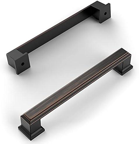 Amerdeco 10 Pack Oil Rubbed Bronze 5 Inch(128mm) Hole Centers Kitchen Cabinet Pulls Cabinet Hardware Kitchen Handles for Cabinets Cupboard Handles Drawer Pulls