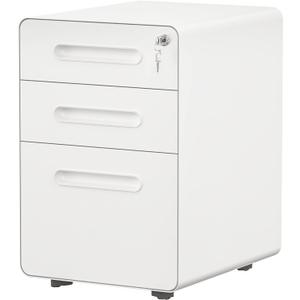 YITAHOME 3-Drawer Rolling File Cabinet, Metal Mobile File Cabinet with Lock, Filing Cabinet Under Desk fits Legal/A4 Size for Home/Office, Fully Assembled-White (3 Draws)