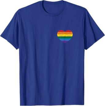 Vintage Distressed Gay Pride Heart T-shirt (gay flag shirt) T-Shirt Size M