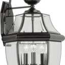 Livex Lighting 2351-04 Monterey 3 Light Outdoor Black Finish Solid Brass Wall Lantern with Clear Beveled Glass