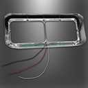 Grandroad auto Headlight Bezels Chrome w/Visor 12" LED Light Strip Replacement for 4x6 Lights Kenworth T400 T600 T800 W900B W900L Peterbilt 378 379 Western Star 4900 Freightliner, White Light