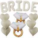 40 Inch Beige BRIDE Balloons for Bachelorette Party Decorations, Large Cream White Sand Bride Diamond Ring Heart Foil Balloons Wedding Bridal Shower Engagement Bride To Be Party Supplies