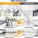 33" Modern Chandelier Ceiling Light Fixture, 12-Light Sputnik Chandeliers Brushed Nickel Mid Century Chandelier Over Table, Height Adjustable Chandeliers for Dining Room Living (Bulbs Not Included)