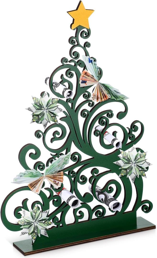 Gerrii Christmas Money Tree Gift Holder Wooden Christmas Money Tree Decorative Merry Xmas Decors for Gift Christening Baptism Communion Birthday Wedding Party