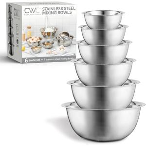 COOK WITH COLOR Stainless Steel Mixing Bowls Set - Nesting Bowls, 6 Pieces, Silver