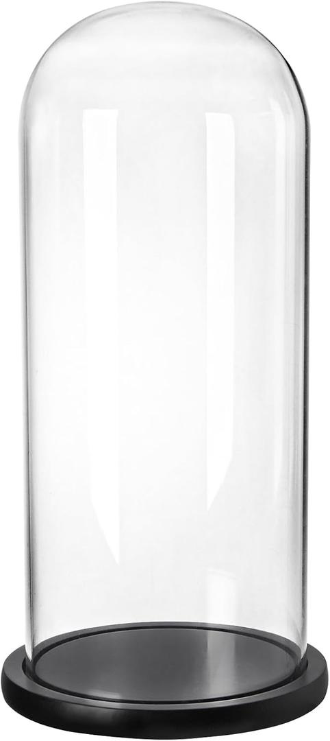 ZOOFOX 13.8 Inch Tall Glass Dome with Base, Clear Glass Empty Display Cloche, Decorative Bell Jar for Succulents, Collectibles, Fairy Lights, Photos, Medals, Heirlooms