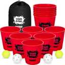 Yard Pong Outdoor Games, Giant Yard Games Set with 12 Buckets and Balls for Adults and Family, Toss Game Throwing Games for Beach, Camping, Lawn and Backyard