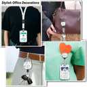 Id Badge Holder with Lanyard,Eucalyptus and Green Leaves Badge Reel Heavy Duty with Retractable Clip,Name Tag for Office Nurse Teacher Student Women Men