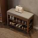 Small Shoe Bench with Storage, Wooden Shoe Storage Bench with Cushion&Hidden Drawer, 2-Tier Shoe Rack Bench for Entryway, Mudroom, Hallway (31.5"W x 13.6"D x 21.3"H)