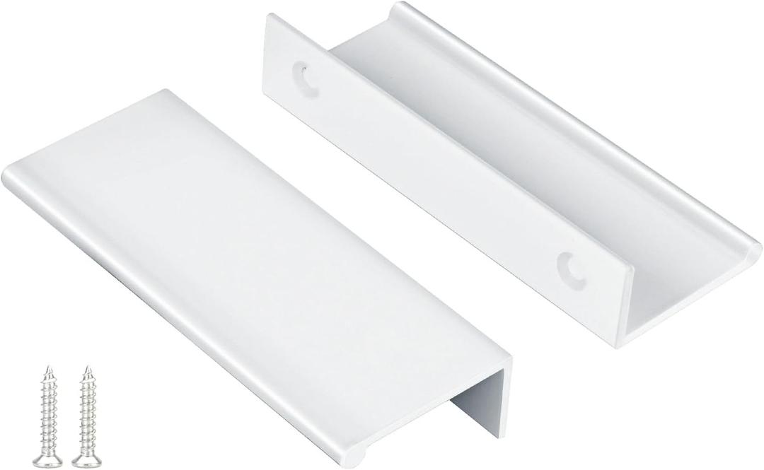 Peaha 10 Pack Kitchen Cabinet Handles 3 Inch White Pulls for Dresser Drawers Door Edge Finger Pull Hardware (Hole Centers: 3In (76mm))
