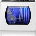 AIRMSEN Portable Countertop Dishwashers, 5 Washing Programs Mini Dishwashers with 1.2 Gal Built-in Water Tank and Double-layered Glass Door, No Hookup Needed for Home, Apartments & RVs